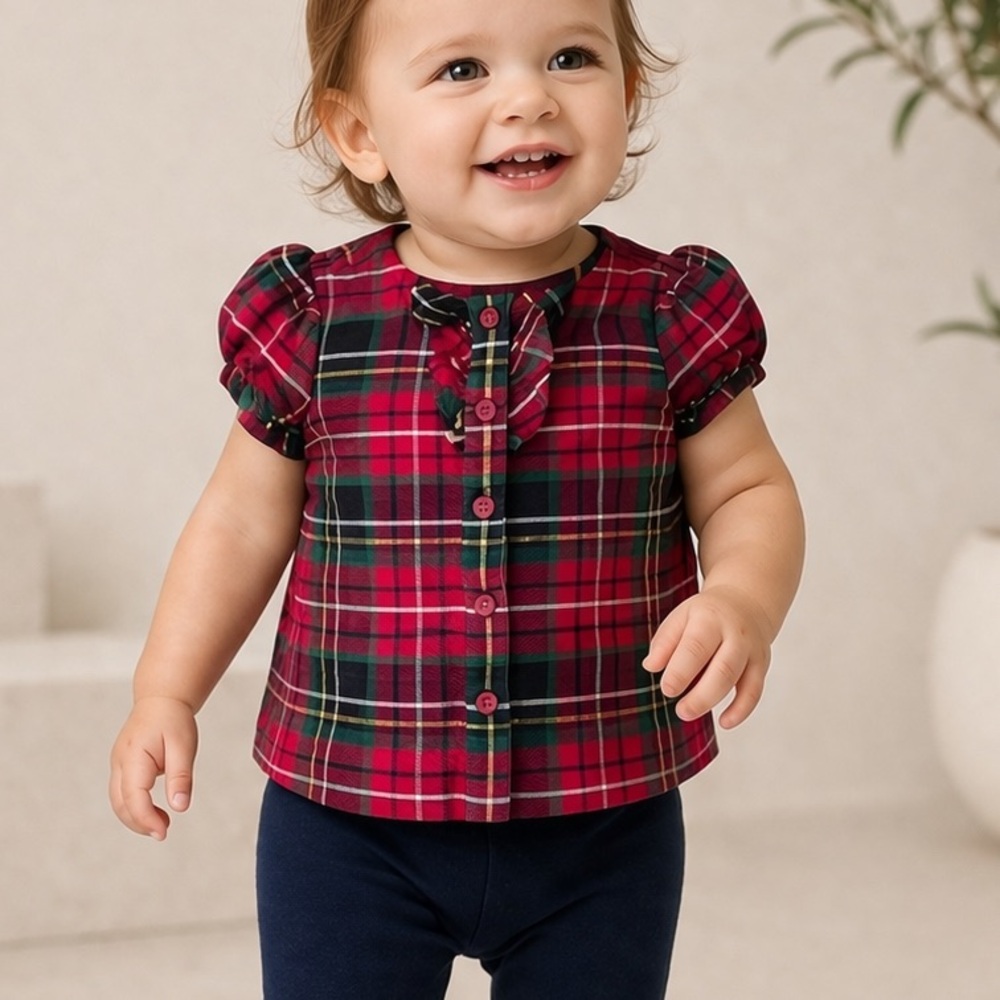 Janie and Jack Tartan Plaid Top Size 18-24 Months
